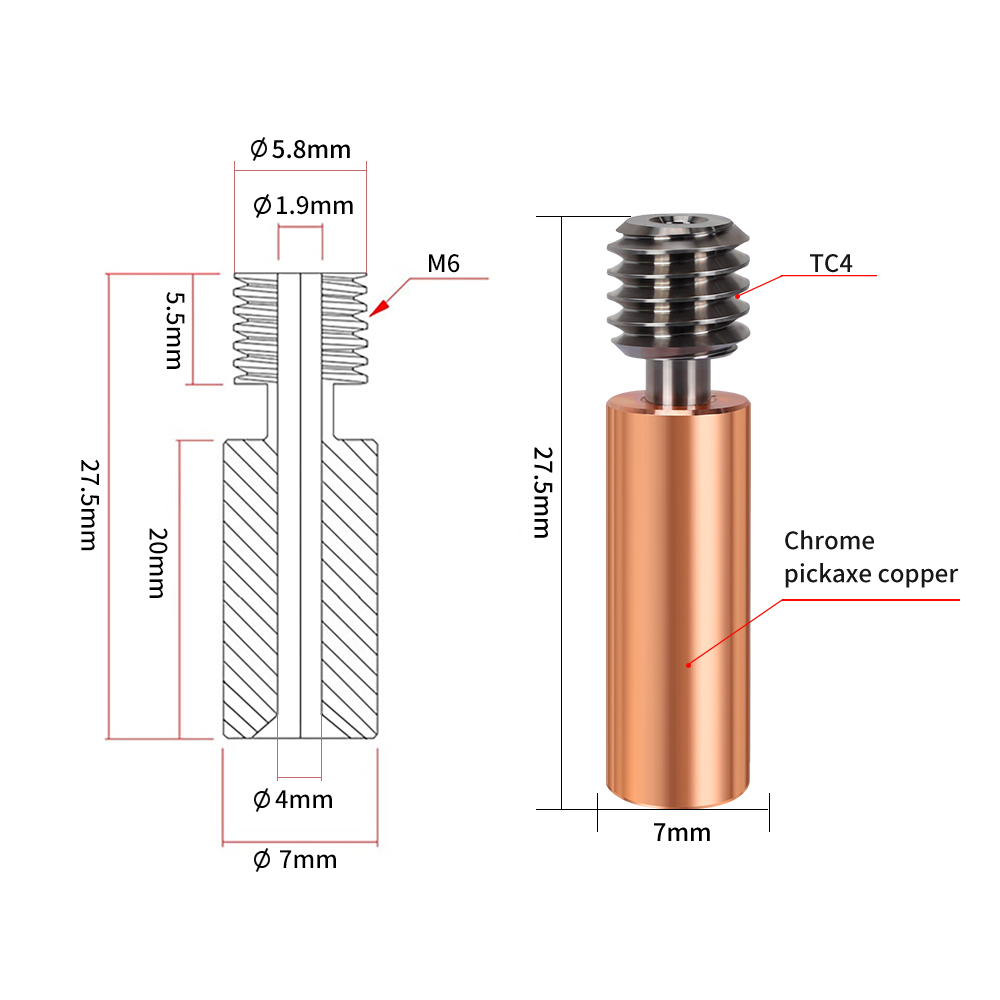 Lưỡng Kim CR10 Heatbreak Hợp K - đánh giá và giá Btt Skr Mini