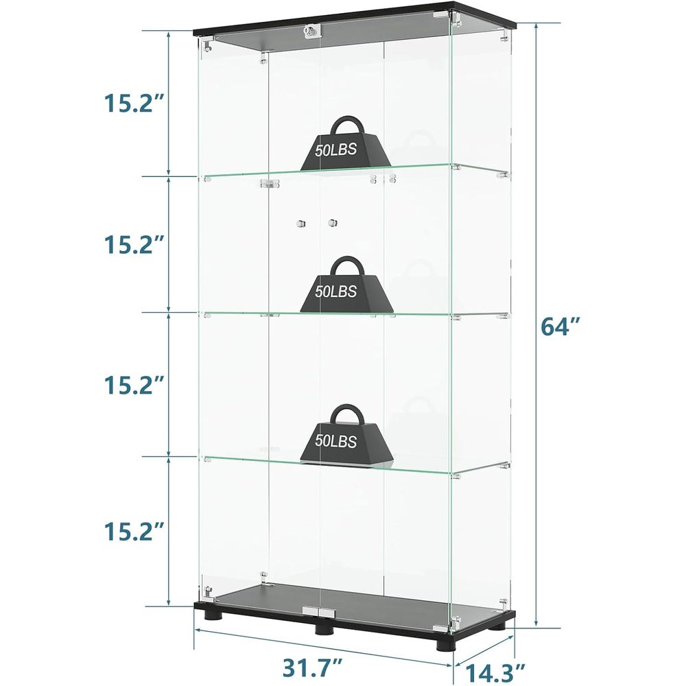 Glass Display Cabinet with 4-S - đánh giá và giá Glass Bed