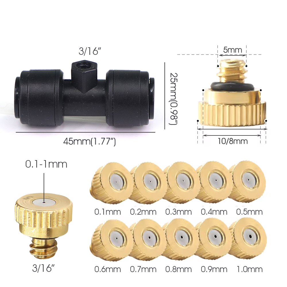 0.1-1mm Brass Spray Nozzle W/T - đánh giá và giá Nozzle Brass