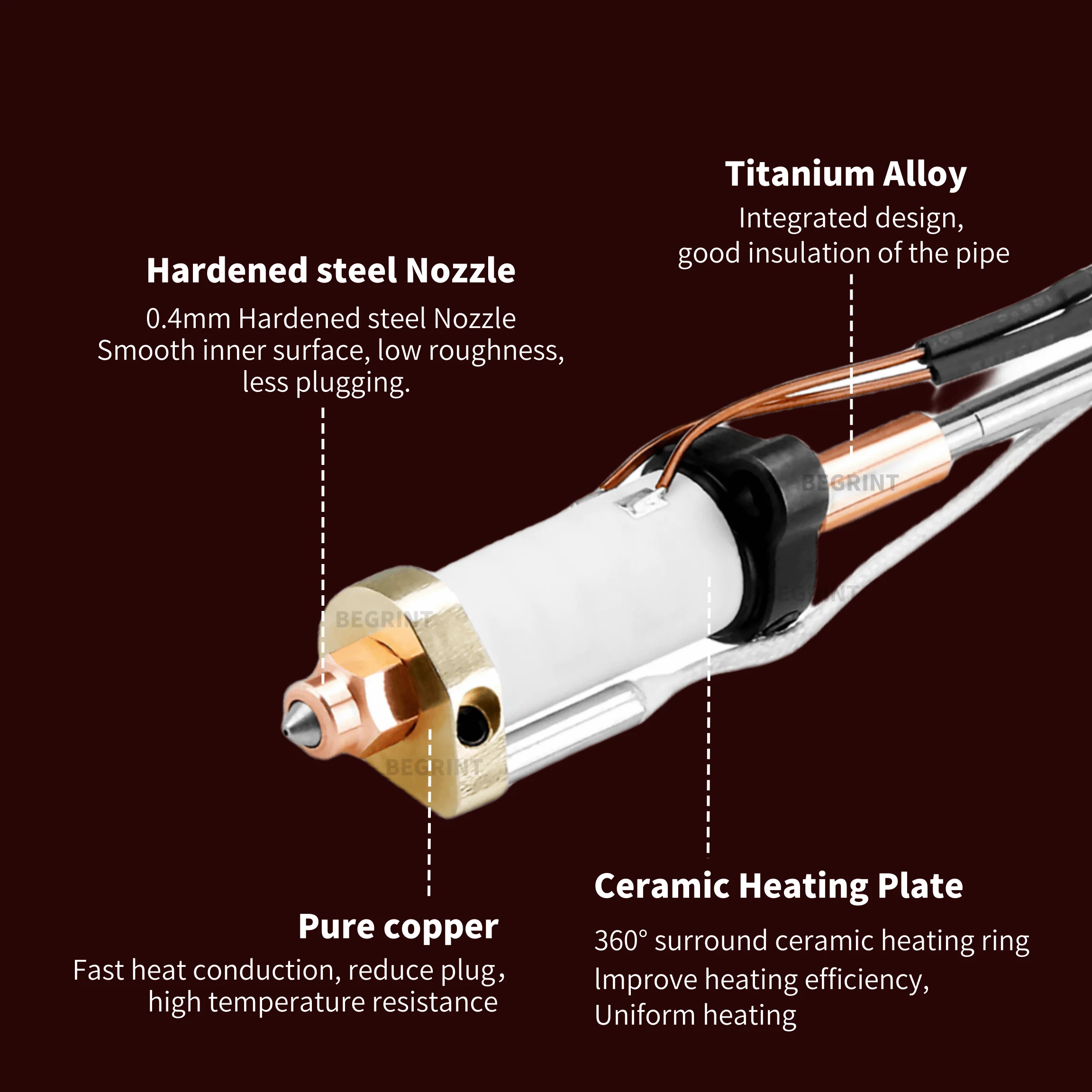 High Temp Ceramic Heater Hoten - đánh giá và giá Hotend Assembly